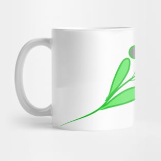 Flower with a heart-shaped bud. Interesting design, modern, interesting drawing. Hobby and interest. Concept and idea. Mug
